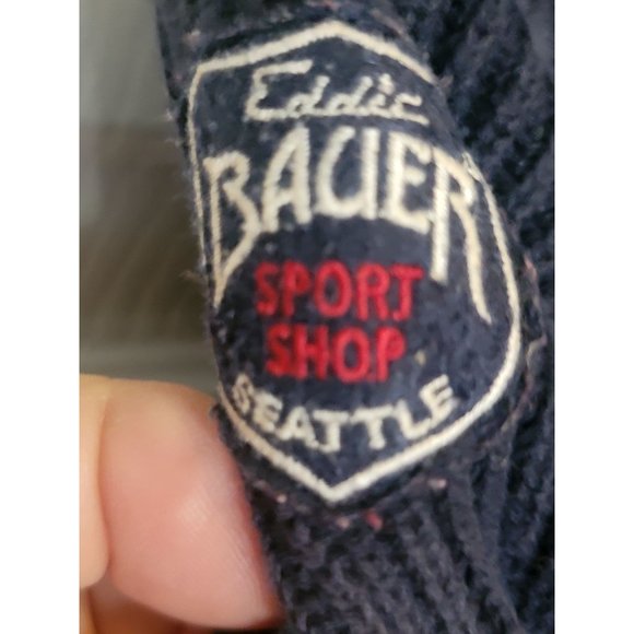 Vintage Eddie Bauer 1/4 Zip Sweater Men's Medium Blue High Neck‎ - Picture 4 of 6